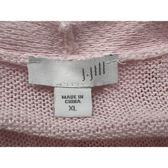 J Jill Pink Lightweight Long Cardigan Sweater Size XL Open Front Linen Rayon - Picture 9 of 11